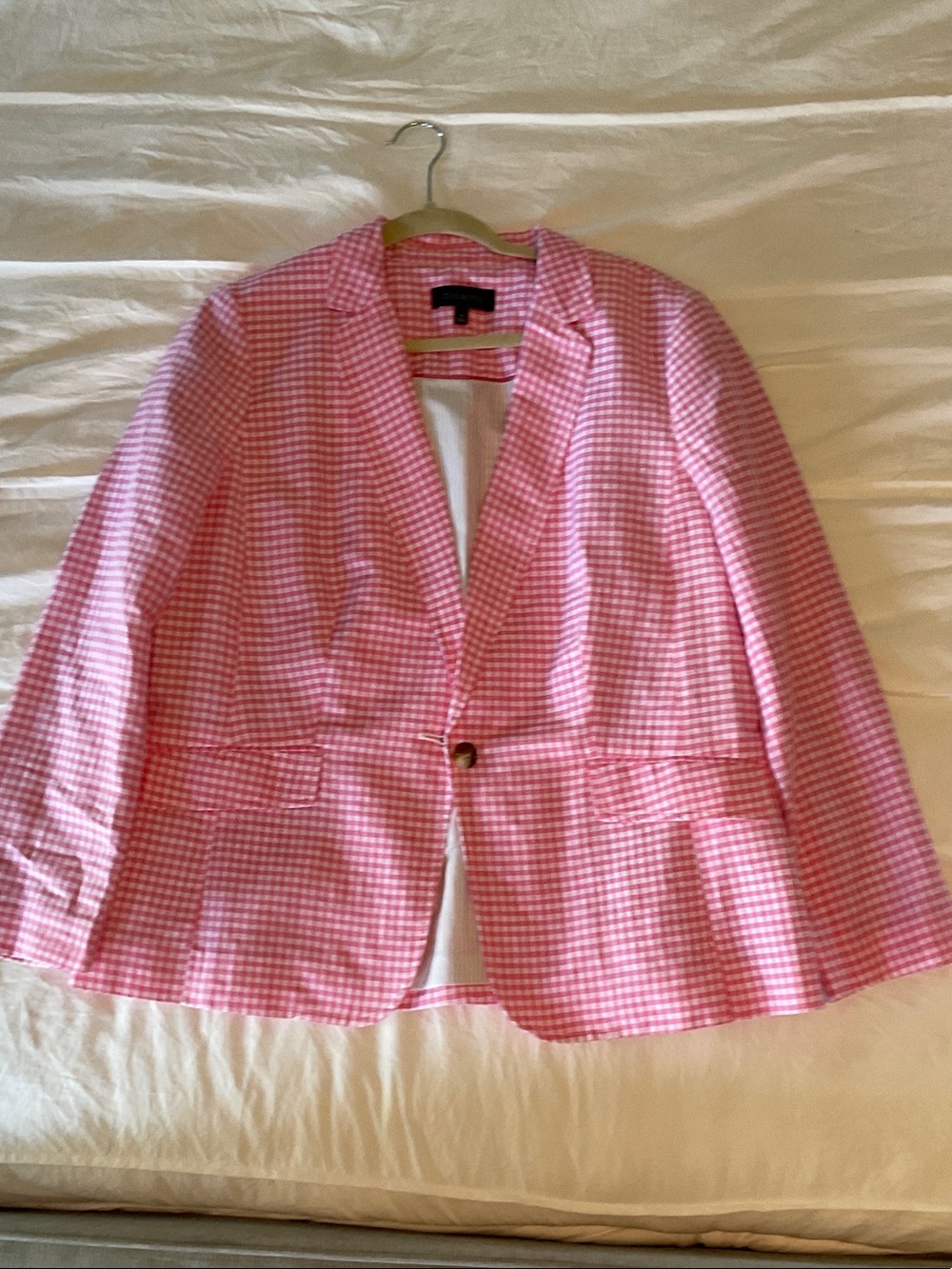Talbots Pink Gingham Single-Button Blazer